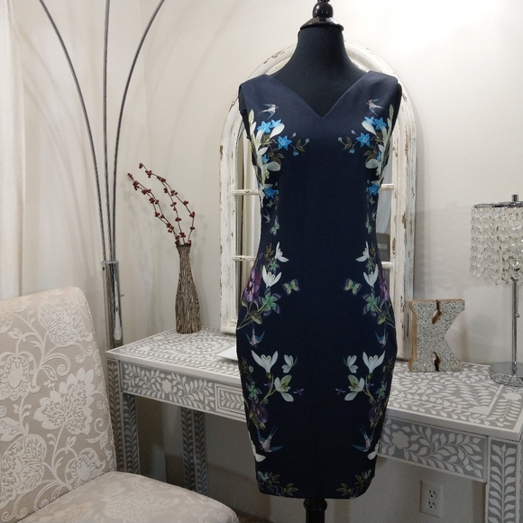 🍒NWT🍒 TED BAKER NAVY PENCIL DRESS - Picture 2 of 9